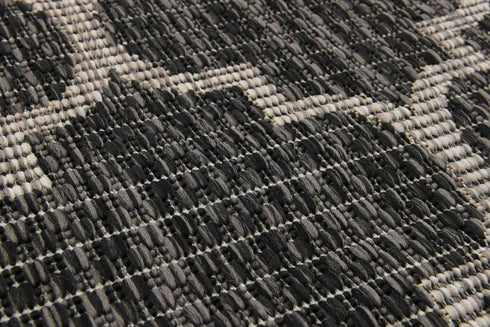 Unique Loom Area Rug Outdoor Trellis Collection (2' x 3' 1" Runner, Black/Ivory)