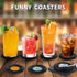 Funny Retro Record Coasters for Drinks, Set of 6 Vinyl Player Holder for Music Lovers, Conversation Piece Drink Coasters