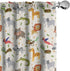 Ambesonne Cartoon Animal Window Curtains, 2-Panel Set with Rod Pocket, Savannah Lion Crocodile Pattern, 28" x 63",