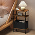 Newmics 3-Tier Narrow Side Table with Fabric Basket, End Table for Small Spaces, Slim Nightstand with Storage Shelf