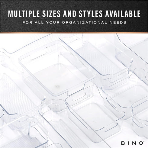BINO Plastic Storage Bins, Medium - 2 Pack, Clear Storage Containers with Built-In Handles, BPA-Free