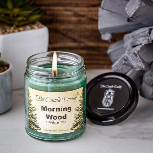 Morning Wood Christmas Tree & Pine Scented Candle, Funny Holiday Candle for Christmas, Hand Poured in USA, 6oz