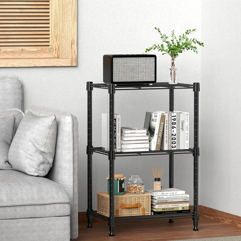 MZG Steel Storage Shelving Unit, 3-Tier Utility Steel Organizer Wire Rack for Home, Kitchen, Office (11.8" D x 17.7" W