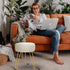 GERANT Multifunctional Vanity Stools - Velvet Round Ottoman Modern Dressing Stool -Upholstered Footrest Stool - Side