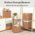 DULLEMELO Wicker Storage Baskets, 11x11 Cube Bins, Foldable Plastic Cubby Baskets Set of 2 for Organizing, Brown