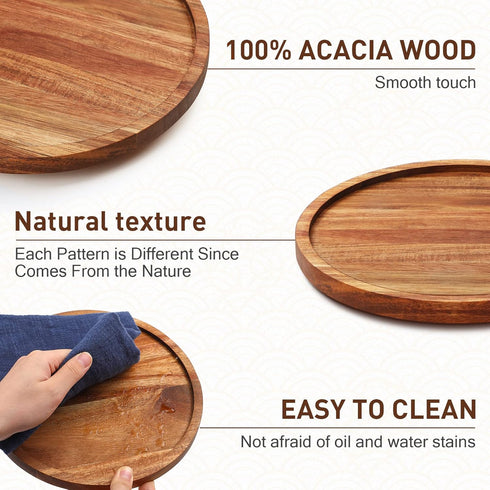 Mumufy 6 Pcs Lazy Susan Organizer, Turntable Tray for Kitchen Counter, Round Pantry Table Organization (9 Inch, Acacia