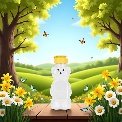 Generic 8 Oz Plastic Bear Honey Bottle Jars, Empty Honey Squeeze Bottle with Flip-top Lid for Storing and Dispensing