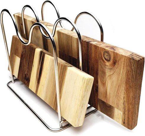 Stainless Steel Wire Cutting Board Holder, Kitchen Rack Organizer with 2 Sectional