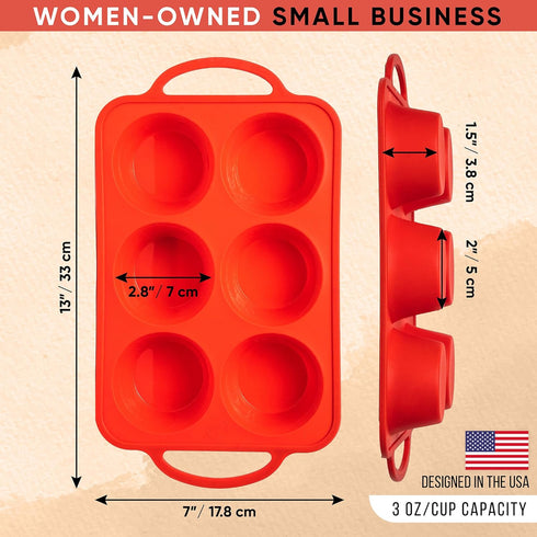 Regular Size 6 Cup Silicone Muffin Pans for Baking, Non-Stick Silicone Cupcake Pans, BPA-Free