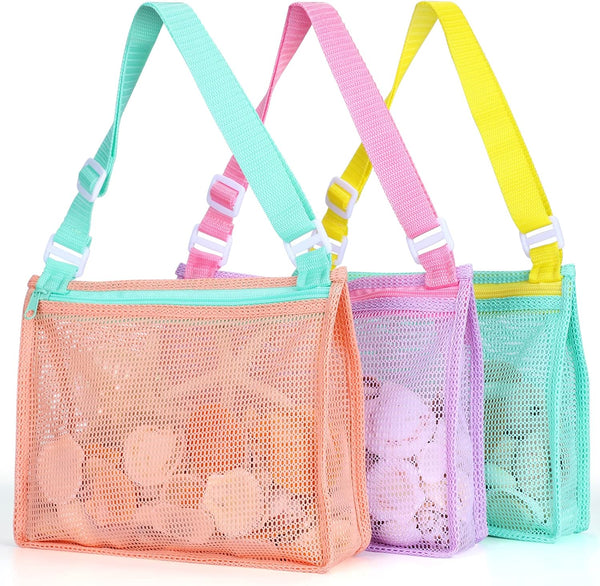Tagitary Beach Toy Mesh Bag, Kids Shell Collecting Bag for Beach Sand Toy Accessories for Boys and Girls