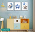 3Pcs 12X16unframed Blue Nursery Elephant Canvas Wall Art Baby Boy Wall Decor Cute Animal Painting Pictures Moon