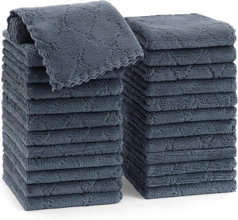 Homaxy 24 Pack Kitchen Dish Cloths (10 x 10 Inches, Dark Grey), Super Soft and Absorbent Microfiber Cleaning Cloths
