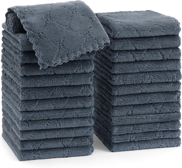 Homaxy 24 Pack Kitchen Dish Cloths (10 x 10 Inches, Dark Grey), Super Soft and Absorbent Microfiber Cleaning Cloths