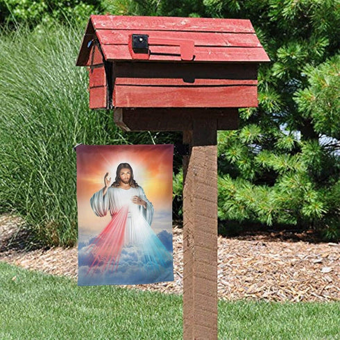 YISHOW Divine Mercy Jesus Garden Flag, Double Sided Vertical Christian Religious House Flag, 12.5"X18" Outdoor Decor