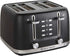 West Bend 4 Slice Toaster - Extra-Wide and Deep Slots with 3 Functions, 7 Shade Settings, Black