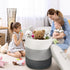 Large 60L Storage Basket with Lid, 16"Wx18"H Woven Cotton Laundry Basket, Dark Gray/Gray/White Mix
