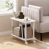 2-Tier Furinno Turn-N-Tube Side Table, Rectangle Sofa End Table with Wheels, Round Corner Night Stand, Bedside Table