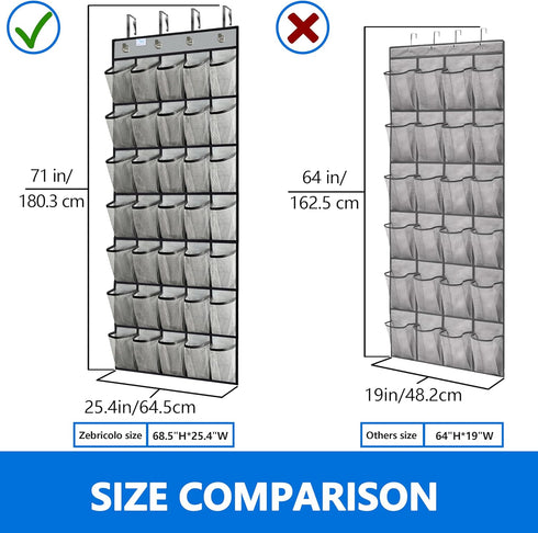Over the Door Shoe Organizer, 2024 Upgraded, 35 Huge Pockets for Size 13 Shoes