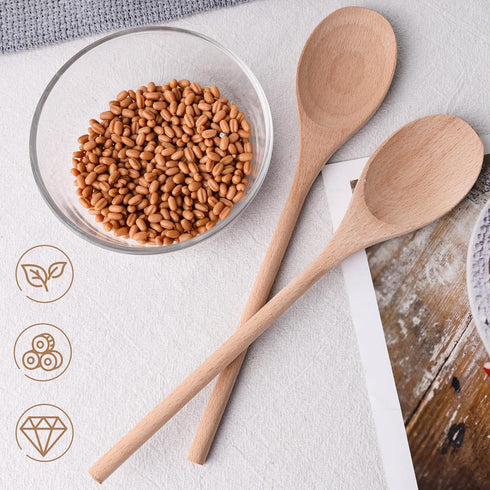 HANSGO 6PCS Long Handle Wooden Cooking Spoons, 14 Inch Large Tasting Spoons