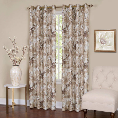 ACHIM Lined Blackout Grommet Window Curtain Panels - 50 Inch Width, 63 Inch Length, Tranquil (Tan)