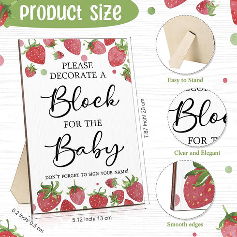 75 50 24 Qilery Pcs Baby Shower Games Sign Kit Including Decorate a Block Game Sign DIY Blank Wooden Block Acrylic