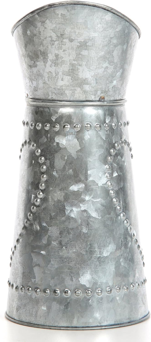 Hosley 9.25 Inch High Galvanized Decorative Pitcher - Ideal for Floral Arrangements, Home Wedding Decor