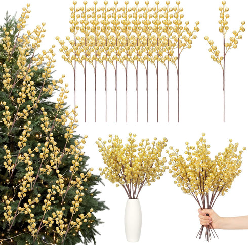Norme 12 Pcs Glitter Gold Christmas Tree Decoration 16 Inch Gold Christmas