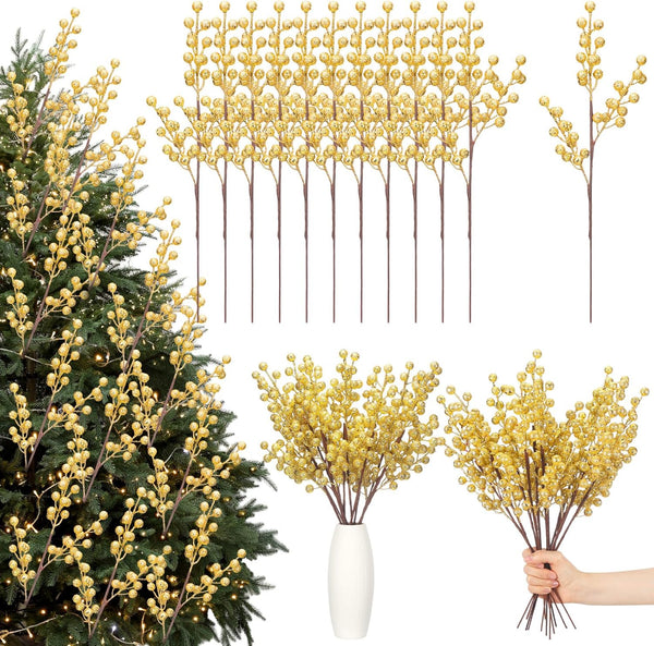 Norme 12 Pcs Glitter Gold Christmas Tree Decoration 16 Inch Gold Christmas