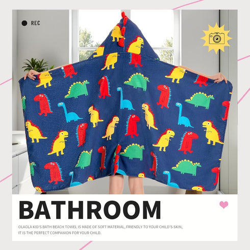 3-12 28" 53" OLAOLA Colorful Dinosaur Hooded Towel for Kids Years, x Soft Thick Absorbent Beach Towels, Toddler Bath