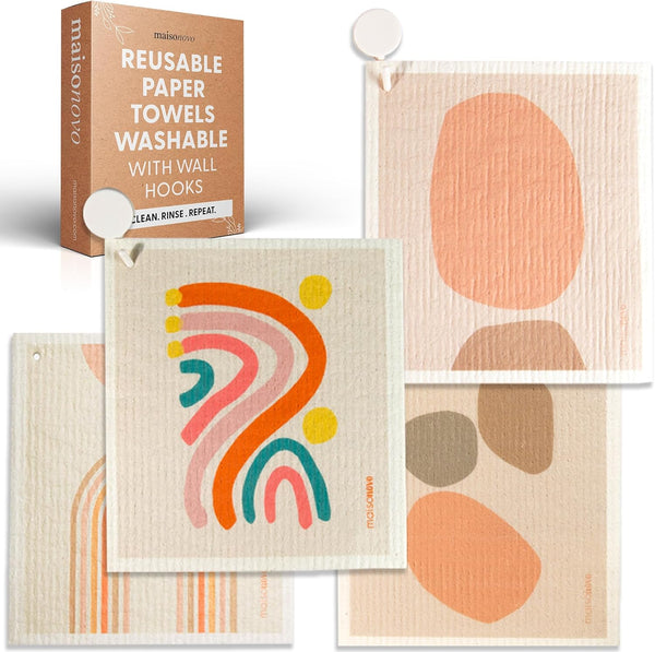 MaisoNovo Swedish Dishcloths- Reusable Paper Towels - Swedish Dishcloths for Kitchen- Modern