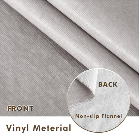 2 Pack 60 Inch-Flannel Nasitos Round Tablecloth Backed Vinyl Silver Tablecloths, Waterproof Oil-Proof Table Cloth