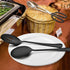 Homikit Stainless Steel Serving Utensils, 2 Black Serving Spoons, 2 Slotted Spoons, 2 Forks, Dishwasher Safe