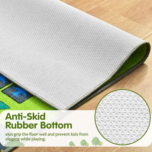 3x5 3-12 Merelax Kids Car Area Rug, Green Grey Area Road Rugs for Living Room Playroom Classroom Bedroom, Non Slip Kids