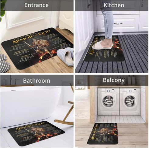 Welcome Door Mats Armor of God Knight Poster Rugs - Indoor Floor Greeting Doormat for Kitchen Bedroom 16x24 inch