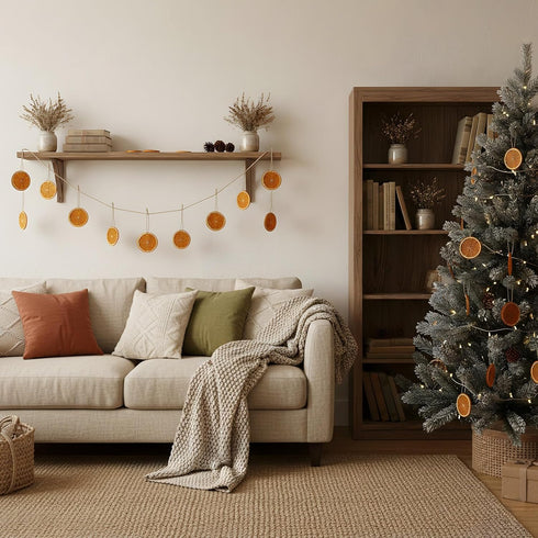 30pcs Dried Orange Slices with Twine Strings, Natural Dehydrated Orange Slices, Christmas Wreath Making Supplies