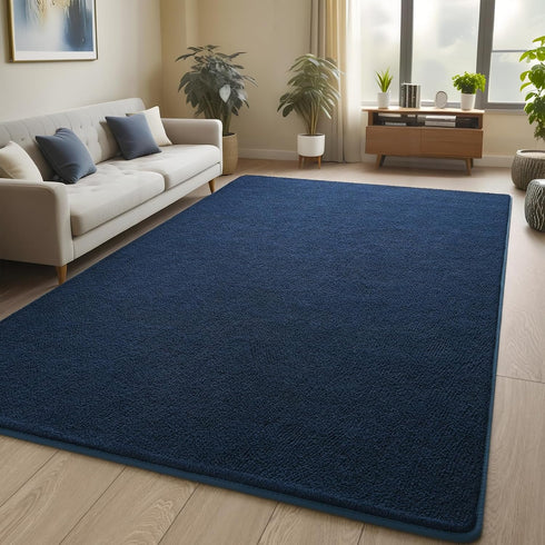 Area Rugs for Bedroom Living Room, 4x6 Navy Blue Thickened Memory-Foam Indoor Carpet, Modern Aesthetic