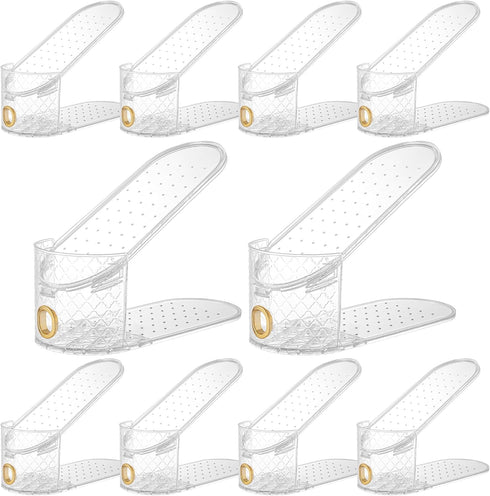 keappubest 10 Pcs Shoe SlotsDouble Layer Shoe Slot Organizer, 2 Levels Adjustable Shoe