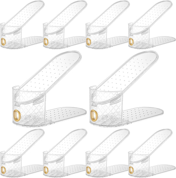 keappubest 10 Pcs Shoe SlotsDouble Layer Shoe Slot Organizer, 2 Levels Adjustable Shoe