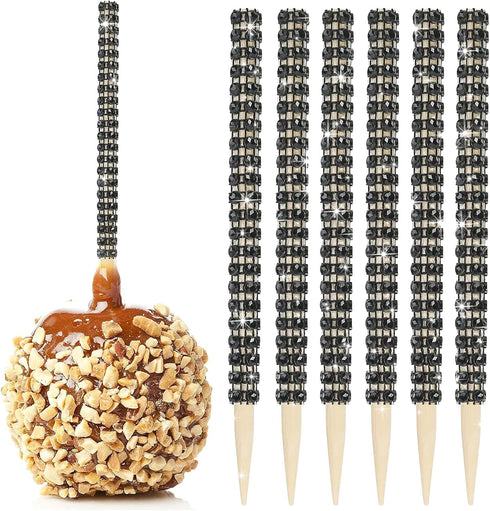 32 PCS Bling Candy Apple Bamboo Sticks, Caramel Apple Wooden Pointed Skewers
