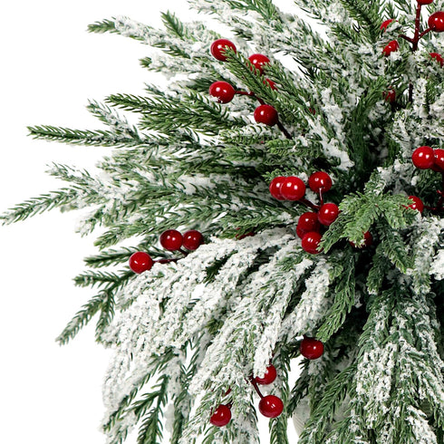 Kesywale Set 40 12.8" of Artificial Norfolk Pine Branches with Red Berry Christmas Greenery Picks Fake Norfolk Pine