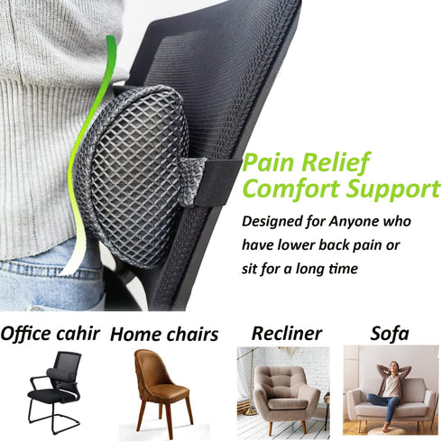 Esme L&H Lumbar Roll for Office Chair, Breathable 3D Fabric Back Support Roll for Lower Back Pain Relief
