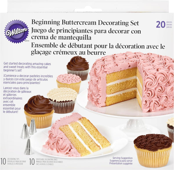 Wilton 20-Piece Beginning Buttercream Decorating Set, Cake Decorating Kit