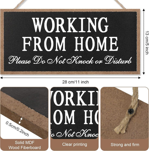 Working from Home Wood Sign, Please Do Not Knock or Disturb Hanging Wood Plaque, Outdoor Decor Wooden Don't Disturb