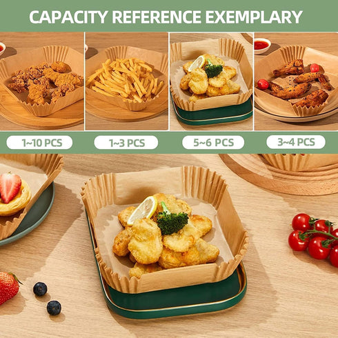 Air Fryer Paper Liners, 125PCS Non-stick Disposable Baking Paper for Roasting, Oil-proof, Food Grade Parchment
