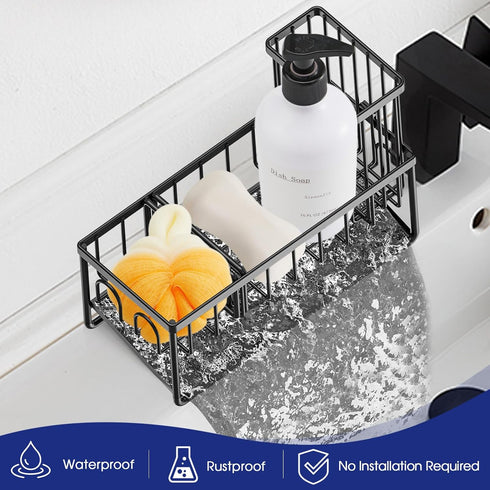 Accessories(1 Sinnsally Kitchen Sponge Holder,Sink Caddy Organizer with Brush Holder,Stainless Steel Sink Box Dish