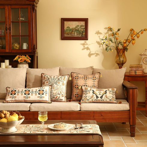 Set 1,Floral 12"x20" bilin gaier Brown Throw Pillow Covers of Farmhouse Linen Accent Pillows Cover for Couch Throw