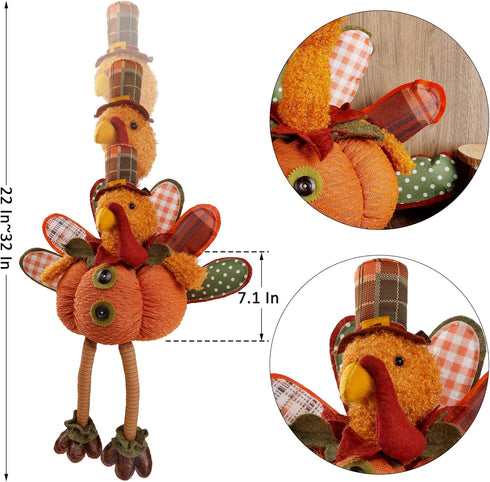 FORUP 32 Inch Thanksgiving Turkey Doll for Autumn Fall Harvest Halloween Home Decorations, Male Table Decoration