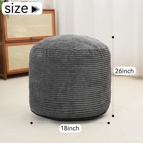 Yueyocici 20 15 Inches Pouf Ottoman Stuffed Round Modern Foam Filled Foot Rest Corduroy Poufs for Living Room Chair