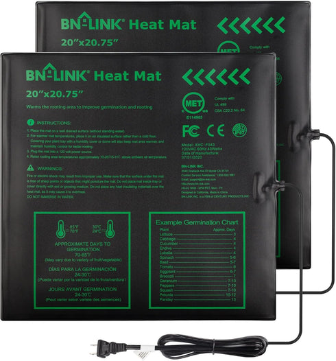 BN-LINK Seedling Heat Mat Warm Hydroponic Heating Pad Waterproof 20" x 20.75"