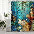 LIVILAN Mermaid Shower Curtain Set - Jellyfish Fabric Bathroom Curtains with Hooks, Washable 72x72 Inches